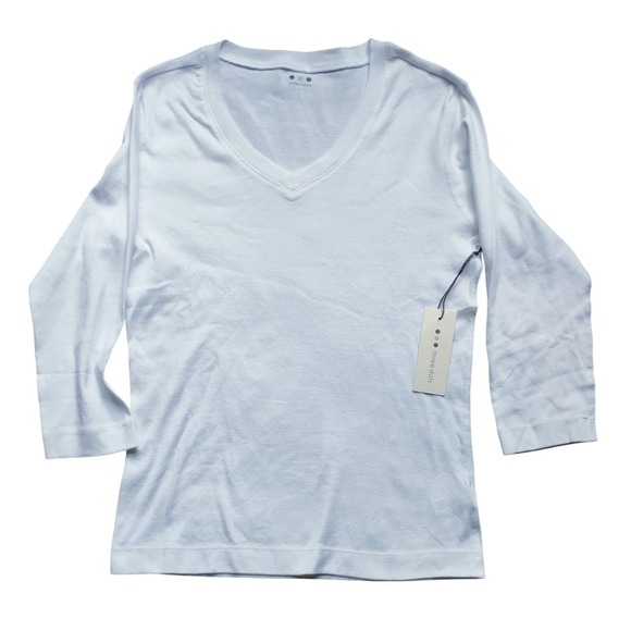 NWT Three Dots Women's 3/4 Sleeve V-Neck Top, Size Large White - Picture 2 of 7